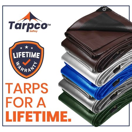 Tarpco Safety 12 ft x 25 ft Heavy Duty 14 Mil Tarp, Black, Polyethylene TS-106-12X25